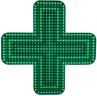 Croix type pharmacie LED RGB multicolore programmable P6 - Extérieur